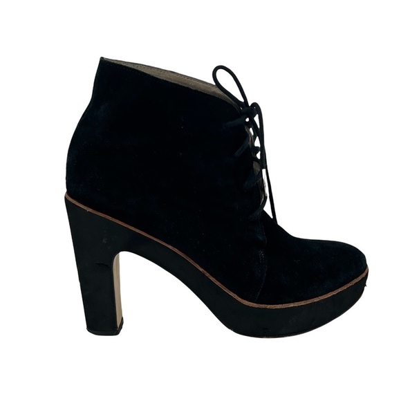 Michael Kors Black Leather Suede Platform Booties Size 7 1/2 Women’s - Picture 1 of 12